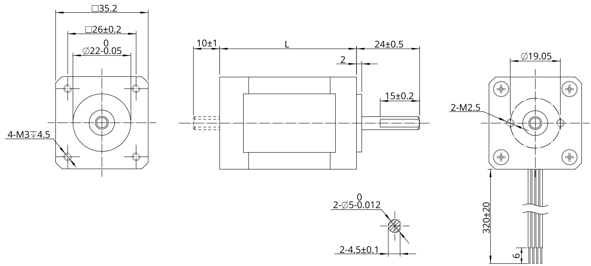 Hybrid Rotary Size 14 (35mm) Dimensional Drawing
