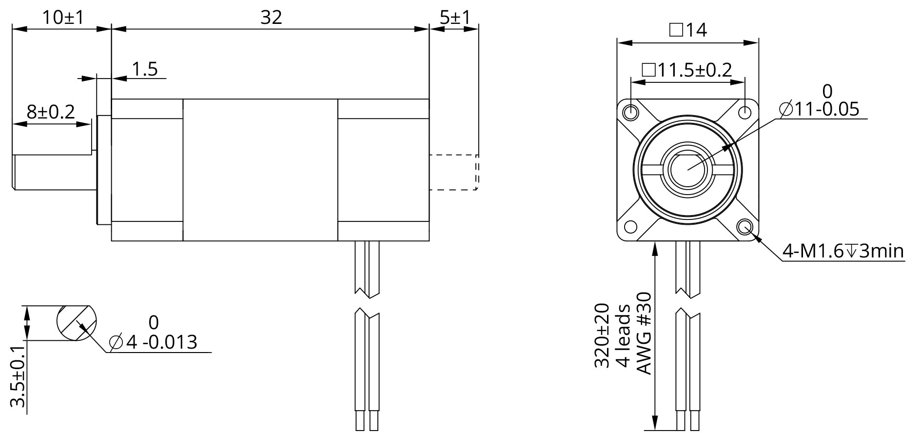 Hybrid Rotary Size 6 (14mm) Dimensional Drawing
