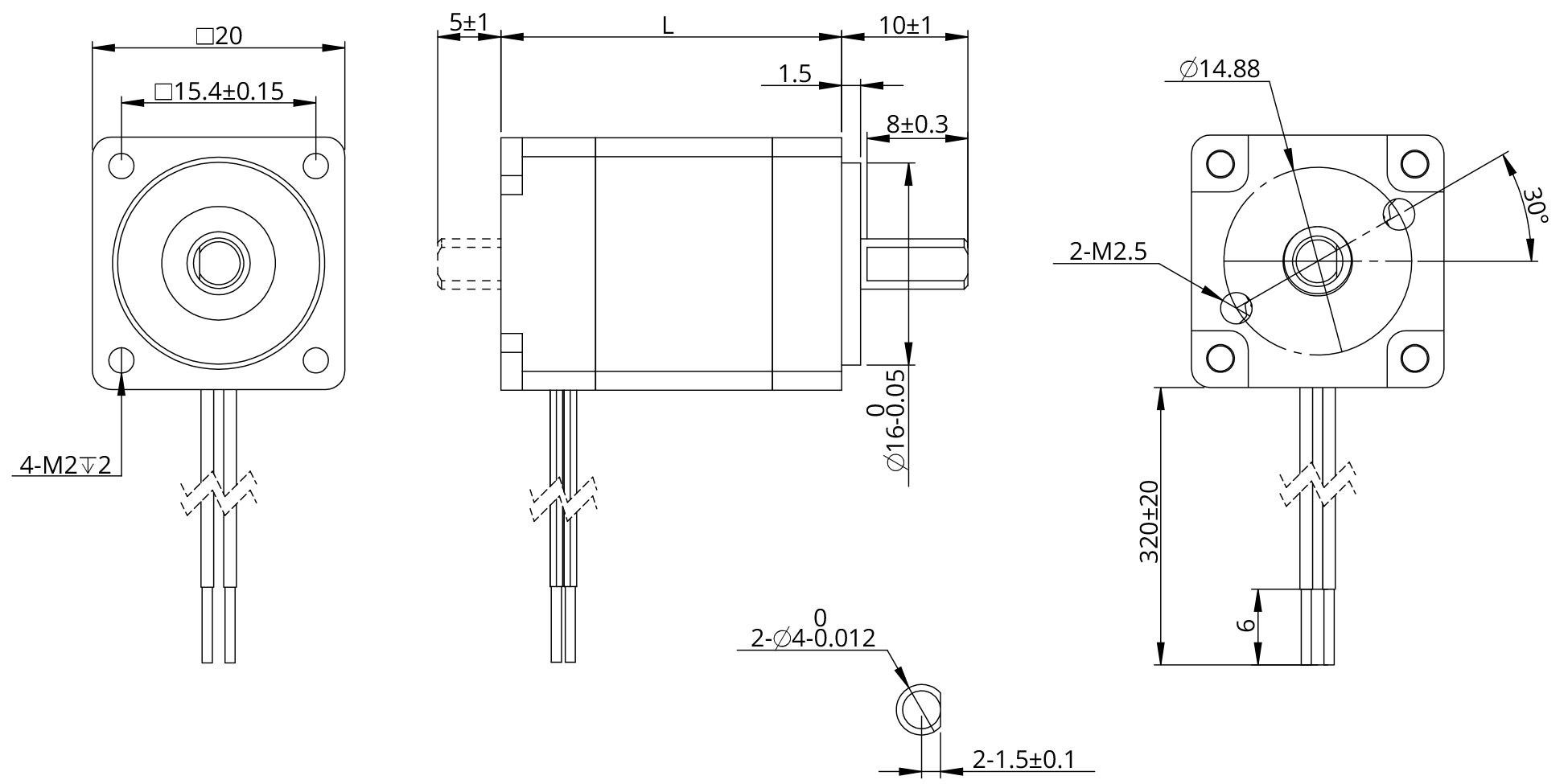 Hybrid Rotary Size 8 (20mm) Dimensional Drawing
